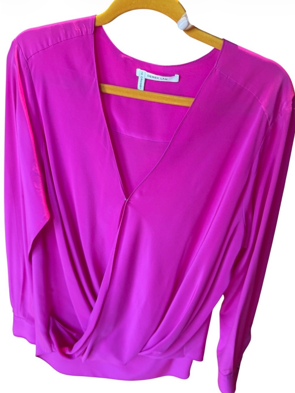 Derek Lam Magenta Wrap-Front V-Neck Blouse